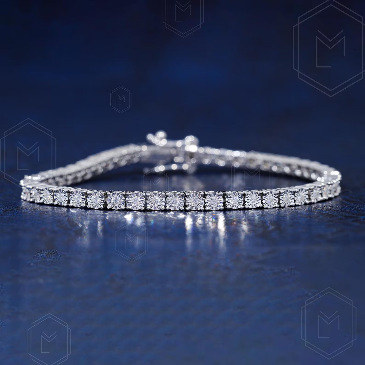 1.4MM Moissanite Tennis Bracelet Gift For Hers 10K Solid Rose Gold Thin Minimalist Bracelet Stacking Delicate Bracelet Classic Bracelet For Women 4.75inches 2.00CT Round Shape VVS