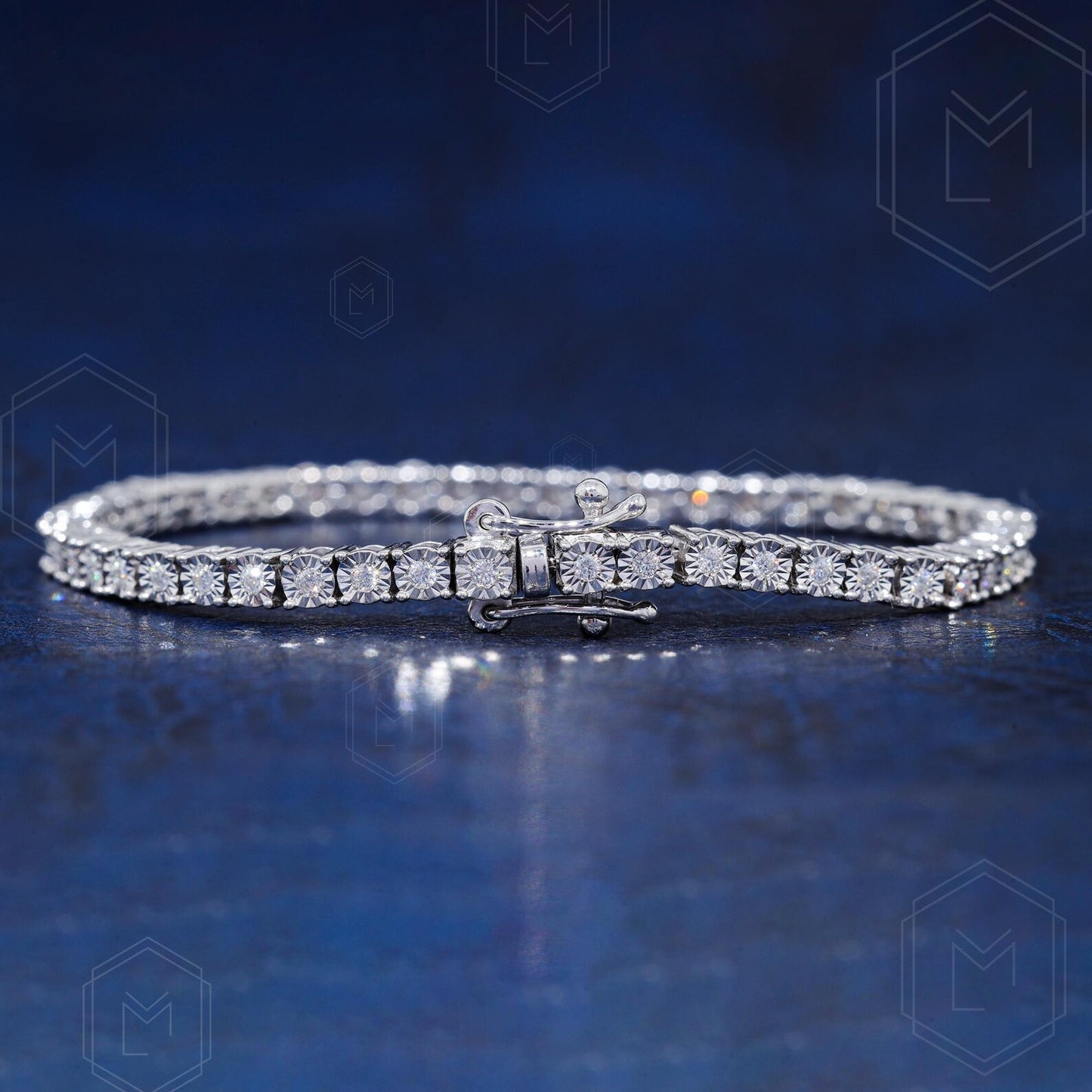 1.4MM Moissanite Tennis Bracelet Gift For Hers 10K Solid Rose Gold Thin Minimalist Bracelet Stacking Delicate Bracelet Classic Bracelet For Women 4.75inches 2.00CT Round Shape VVS