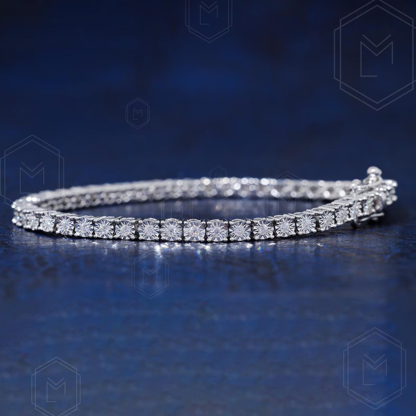 1.4MM Moissanite Tennis Bracelet Gift For Hers 10K Solid Rose Gold Thin Minimalist Bracelet Stacking Delicate Bracelet Classic Bracelet For Women 4.75inches 2.00CT Round Shape VVS