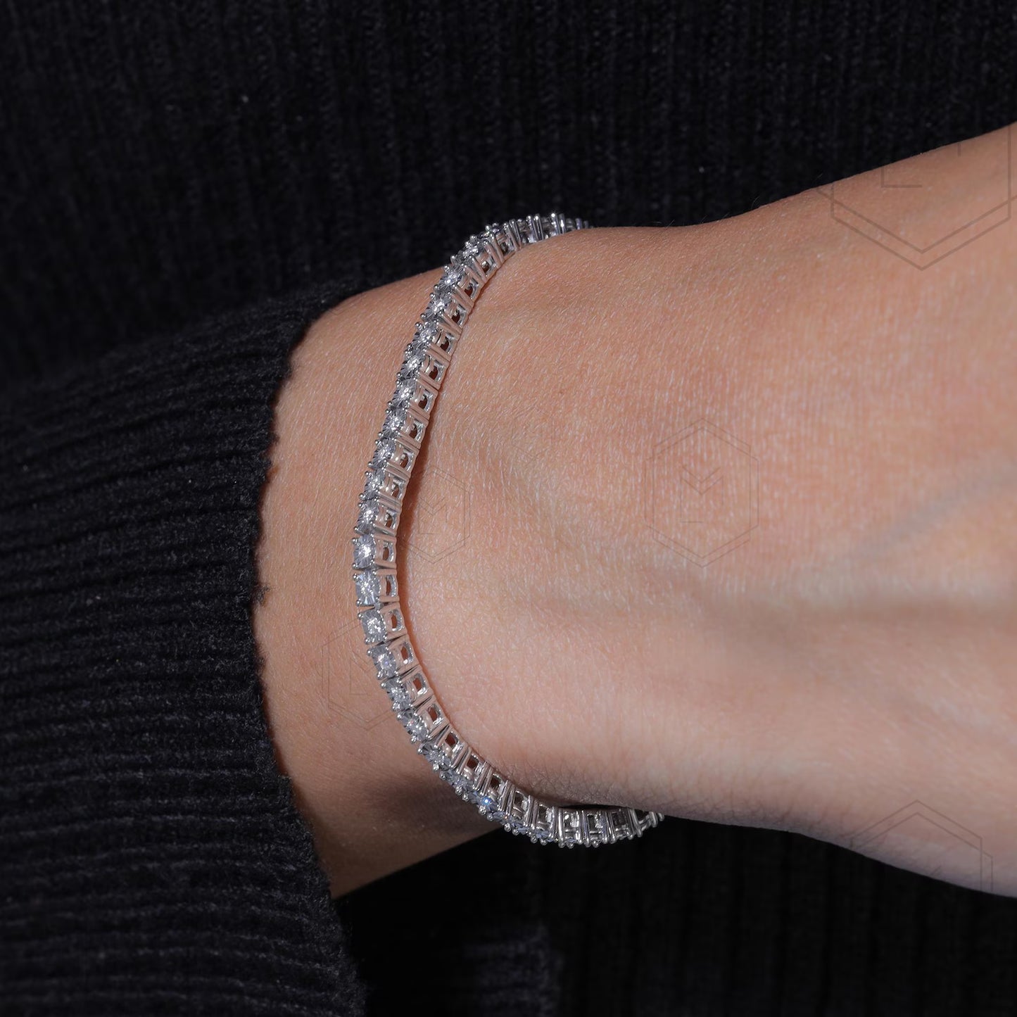 1.4MM Moissanite Tennis Bracelet Gift For Hers 10K Solid Rose Gold Thin Minimalist Bracelet Stacking Delicate Bracelet Classic Bracelet For Women 4.75inches 2.00CT Round Shape VVS