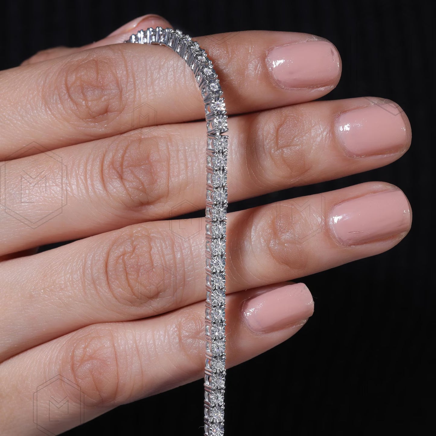 1.4MM Moissanite Tennis Bracelet Gift For Hers 10K Solid Rose Gold Thin Minimalist Bracelet Stacking Delicate Bracelet Classic Bracelet For Women 4.75inches 2.00CT Round Shape VVS