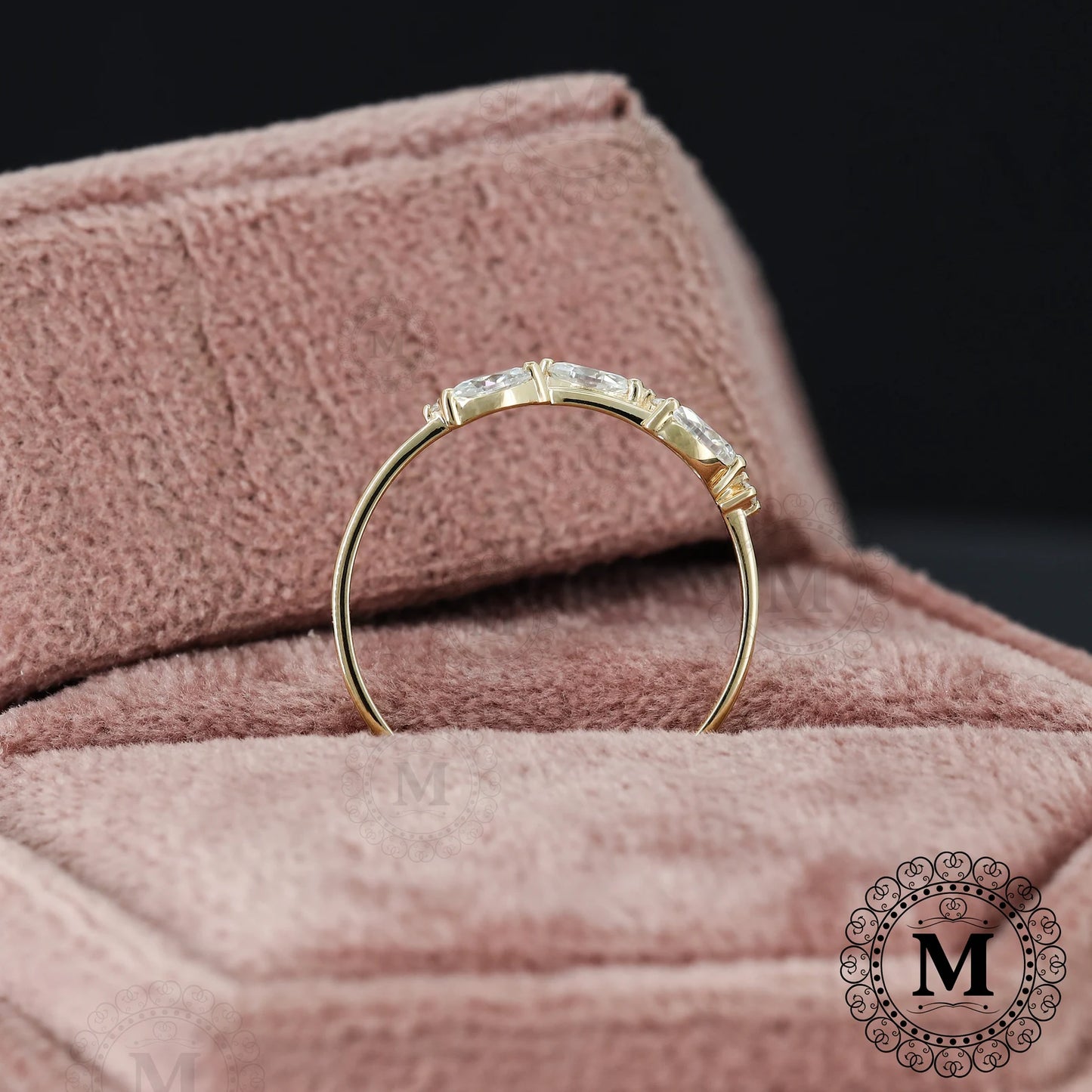 14K Solid Gold Leaf Ring Minimal Gold Ring Marquise Moissanite Leaf Band Dainty Vine Leaf Wedding Band Vintage Style Moissanite Ring for her 925 Sterling Silver 3US