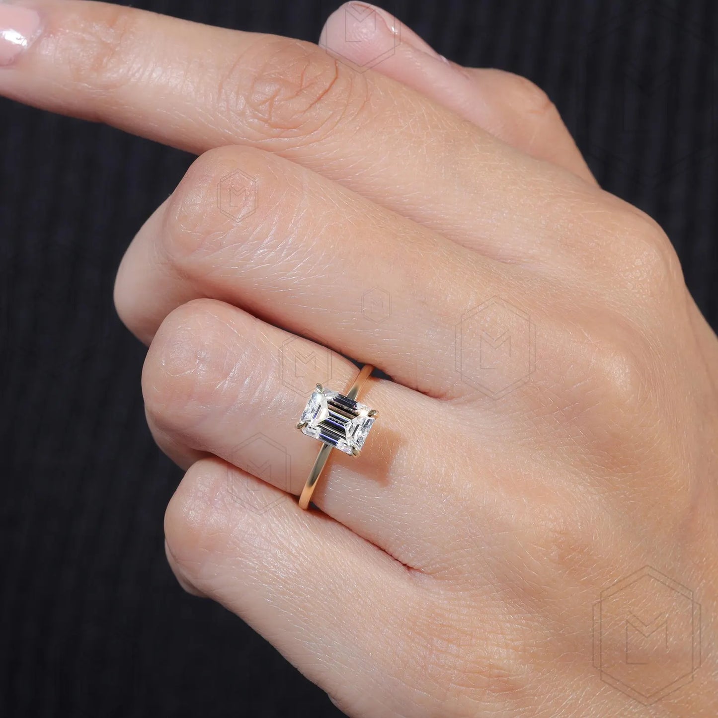 2 CT Emerald Cut Moissanite Engagement Ring Marquise Cut Hidden Halo Engagement Ring Wedding Ring Anniversary Cathedral Shank Promise Ring 925 Sterling Silver 3US VVS