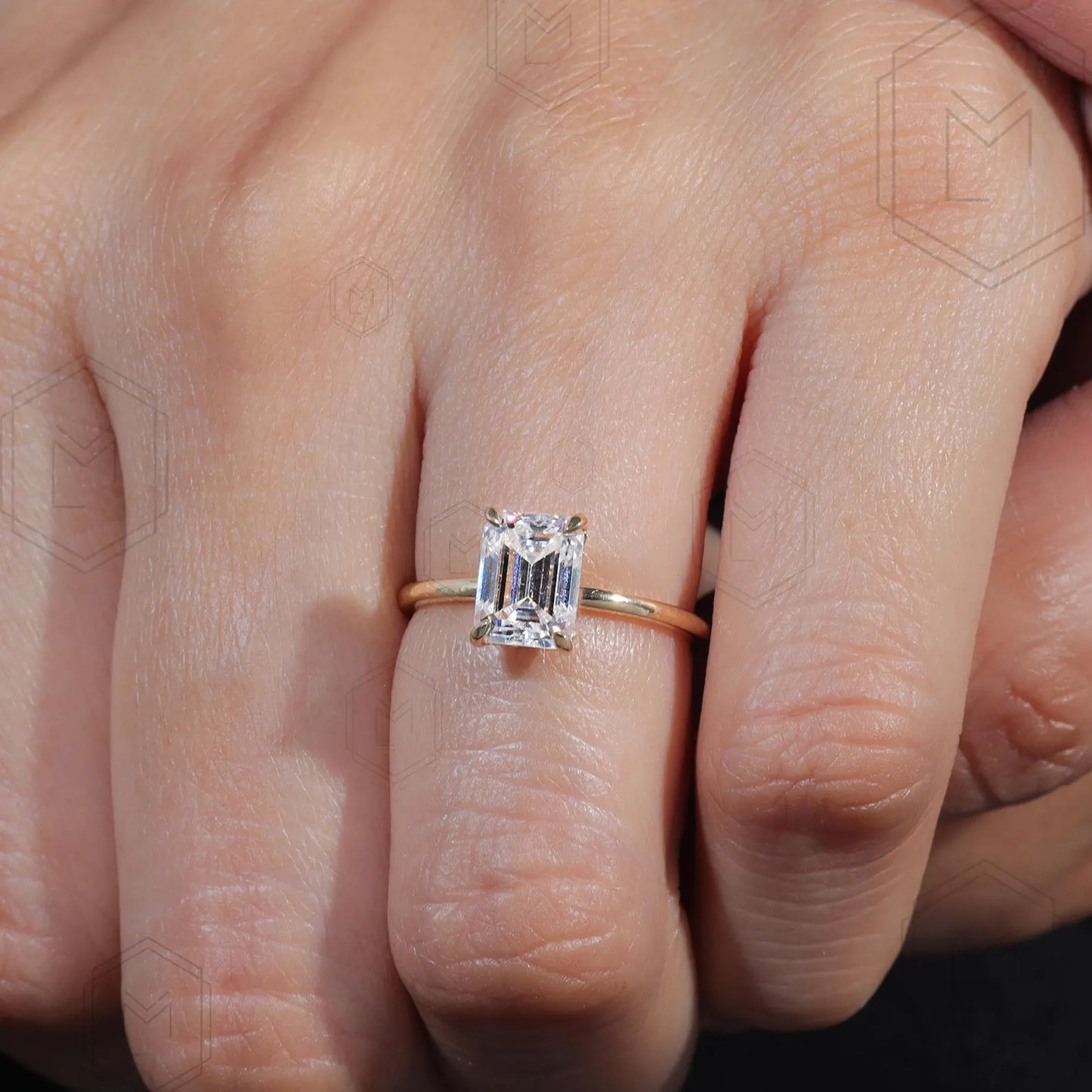 2 CT Emerald Cut Moissanite Engagement Ring Marquise Cut Hidden Halo Engagement Ring Wedding Ring Anniversary Cathedral Shank Promise Ring 925 Sterling Silver 3US VVS