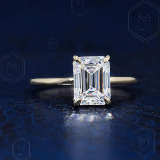 2 CT Emerald Cut Moissanite Engagement Ring Emerald Cut Hidden Halo Engagement Ring Wedding Ring Anniversary Cathedral Shank Promise Ring 925 Sterling Silver 4US