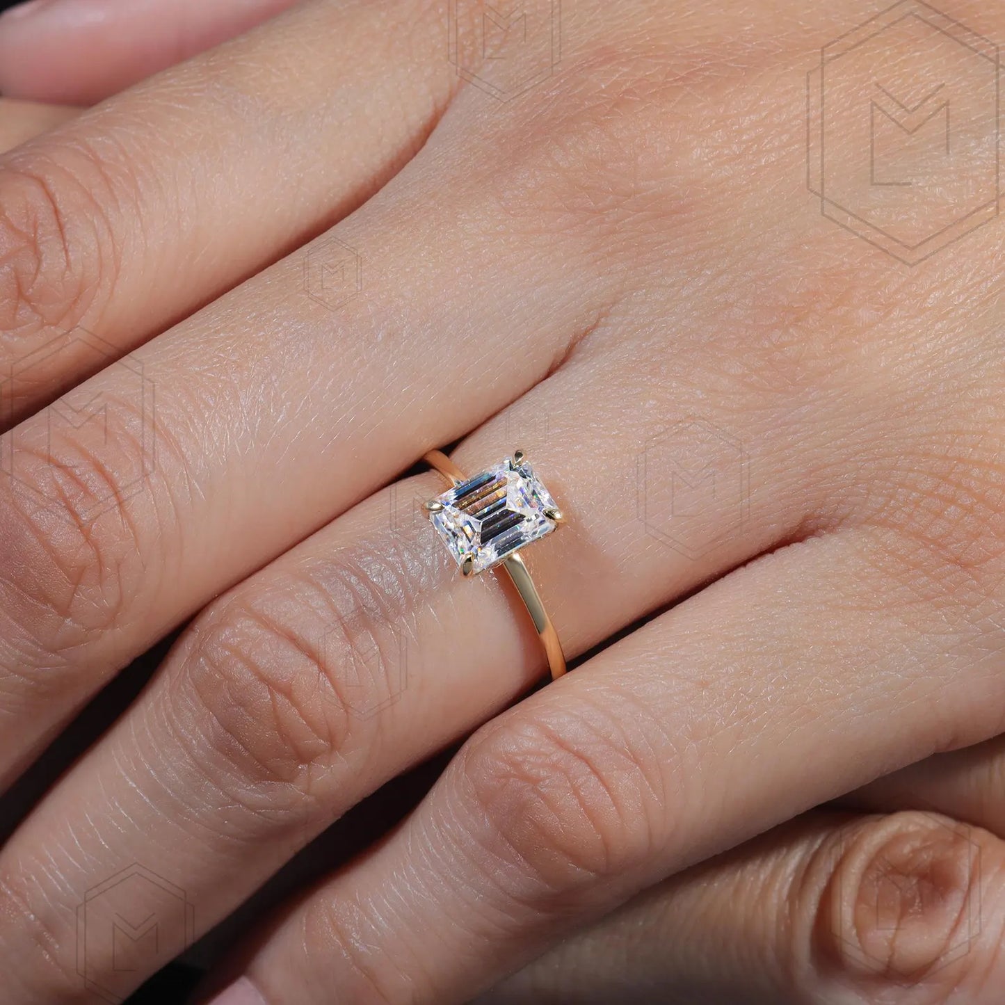 2 CT Emerald Cut Moissanite Engagement Ring Marquise Cut Hidden Halo Engagement Ring Wedding Ring Anniversary Cathedral Shank Promise Ring 925 Sterling Silver 3US VVS