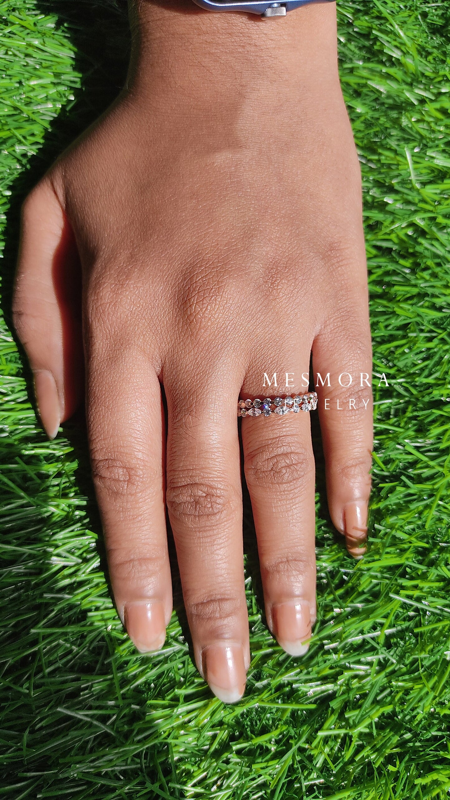 2MM Eternity with Marquise Diamond Stacking Scalloped band set Moissanite Band Set Engagement Band set Matching Bandwedding gifts 935 Argentium Silver 3US