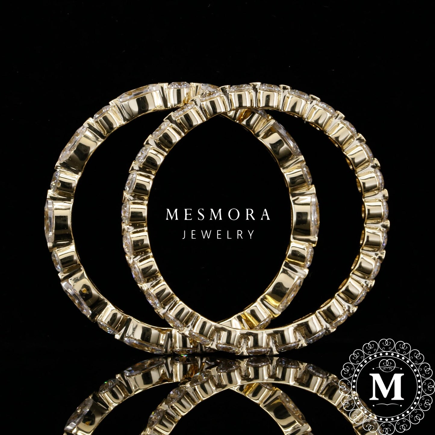 2MM Eternity with Marquise Diamond Stacking Scalloped band set Moissanite Band Set Engagement Band set Matching Bandwedding gifts 935 Argentium Silver 3US